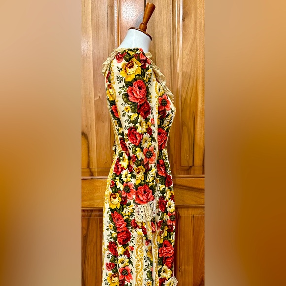 VTG 1960s Lorrie Deb, San Francisco Lace/Floral Ruffled Maxi Prairie Dress EUC M - Picture 10 of 16